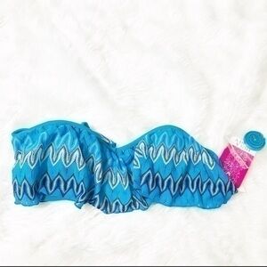Hula Honey Blue Zigzag Bikini Top